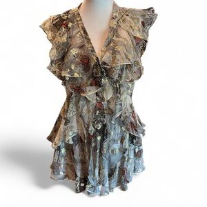 NWT Alexander McQueen Black with Gold Metallic Blouse
